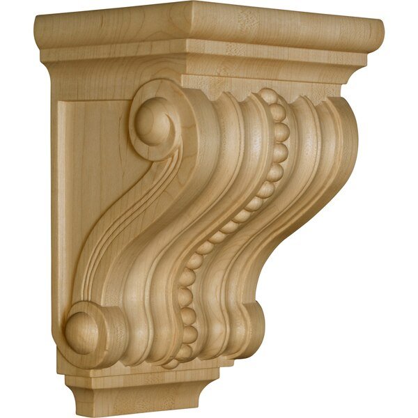 10 x 6 3/8 x 5 1/2 Mendoza Beaded Corbel in Hickory, Osborne Wood Products, Mfr#: 8452H